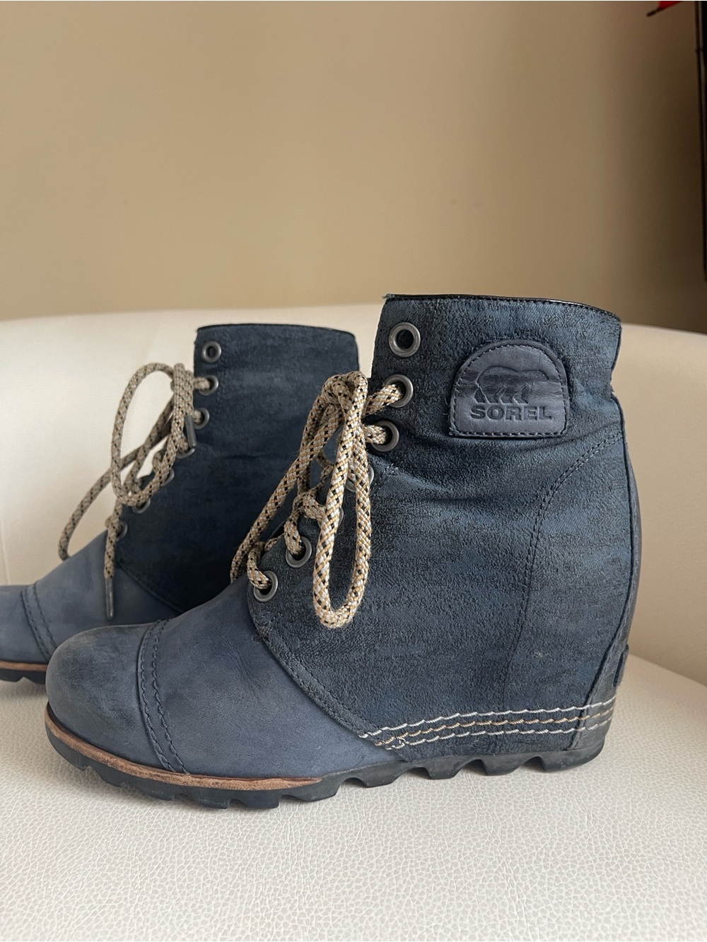 SOREL PDX Waterproof Women's Navy  Wedge Lace-Up Boots